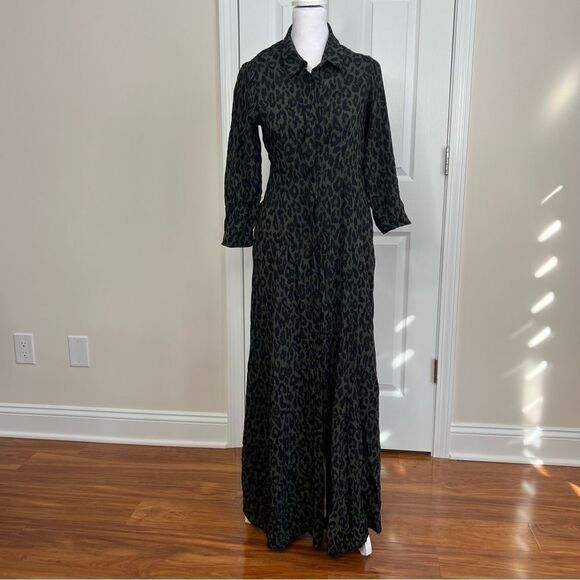 ZARA Leopard Print Maxi Button Down Maxi Dress - Picture 5 of 13